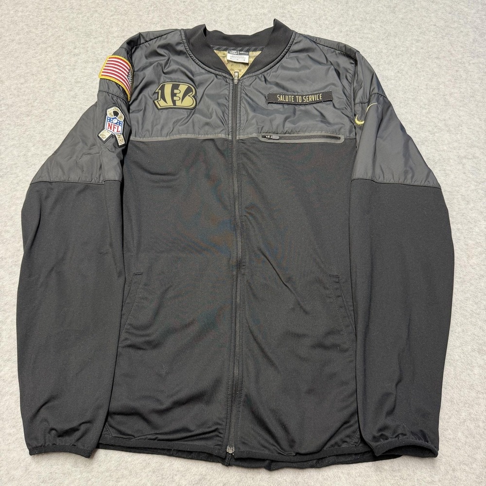 Cincinnati Bengals Jacket Mens M Black NFL Football Nike Salute To Service